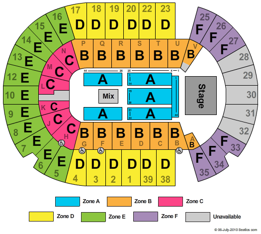 SaskTel Centre End Stage Zone Seating Chart
